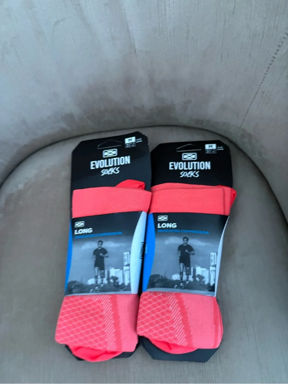 Evolution Socks Long Graduated Compression Sz Medium Fluo Orange Workout Set 2